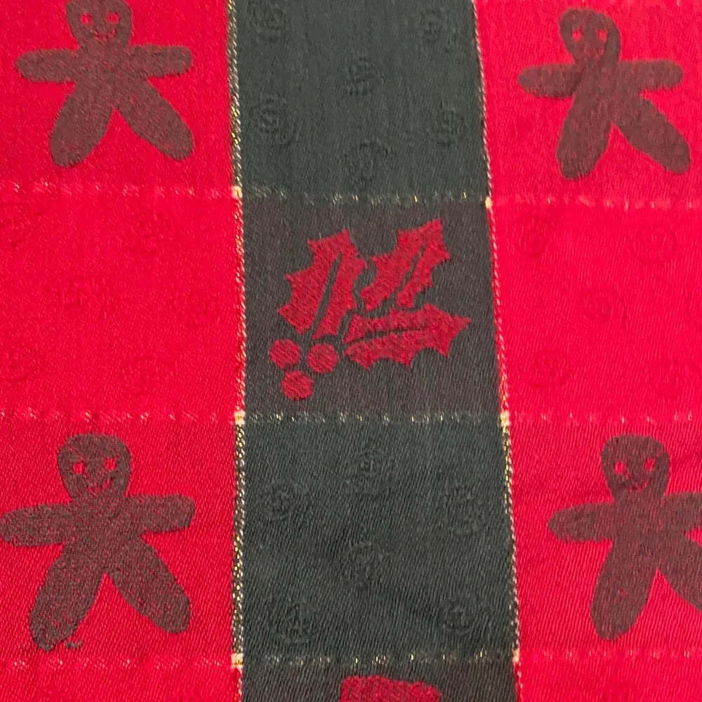 Festive Red and Green Holiday Blanket with Gold & White Trim Snowmen Festive Che